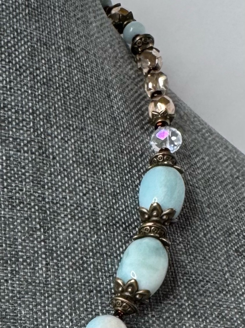 Boutique OOAK Amazonite, Crystal & Dragonfly Pendant Necklace 18”🌵 - Picture 10 of 13